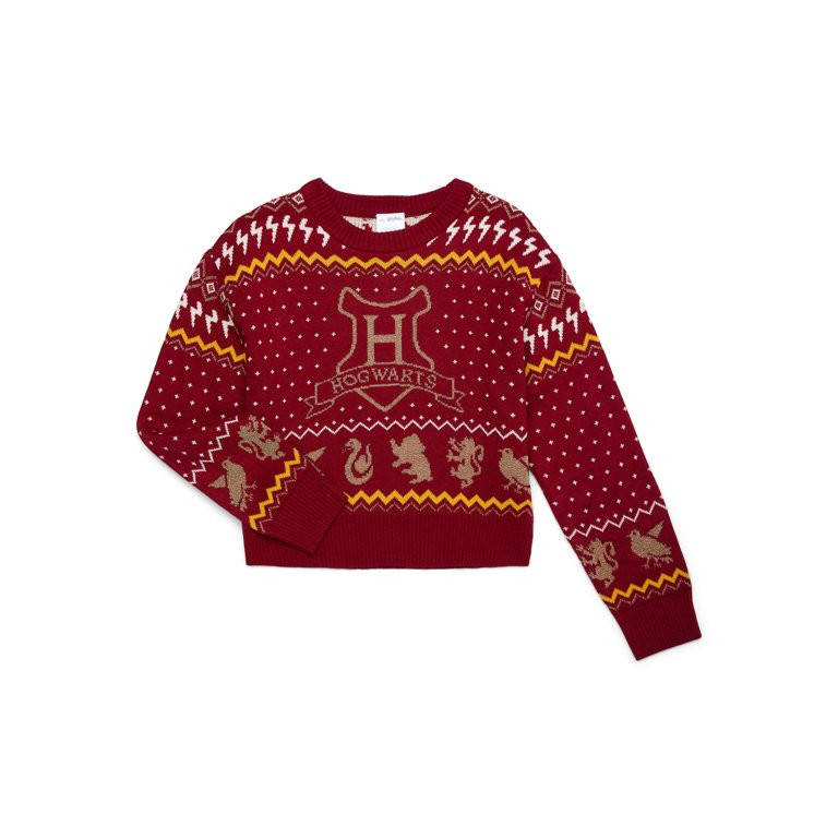 Harry Potter Hogwarts Girls Metallic Lurex Holiday Sweater, Sizes 4-16 | Walmart (US)