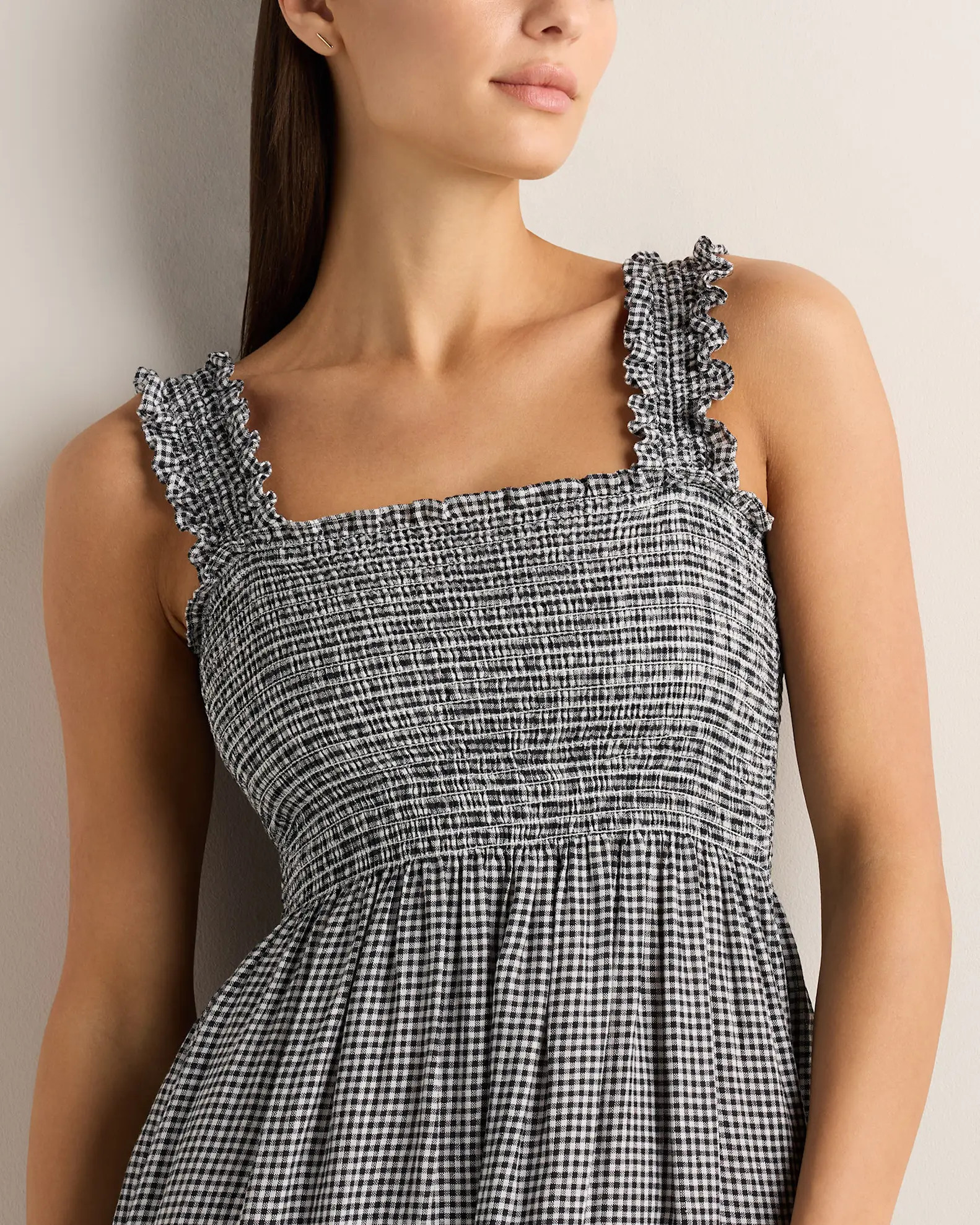 100% European Linen Smocked Midi Dress in Classic Mini Gingham | Quince