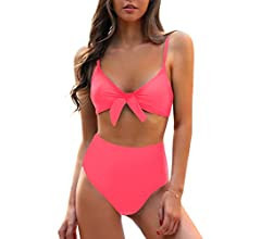 Blooming Jelly Womens High Waisted Bikini Set Tie Knot High Rise Two Piece Swimsuits Bathing Suit... | Amazon (US)