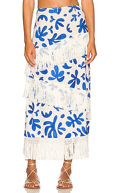 WeWoreWhat Linen Fringe Skirt in Off White Multi from Revolve.com | Revolve Clothing (Global)