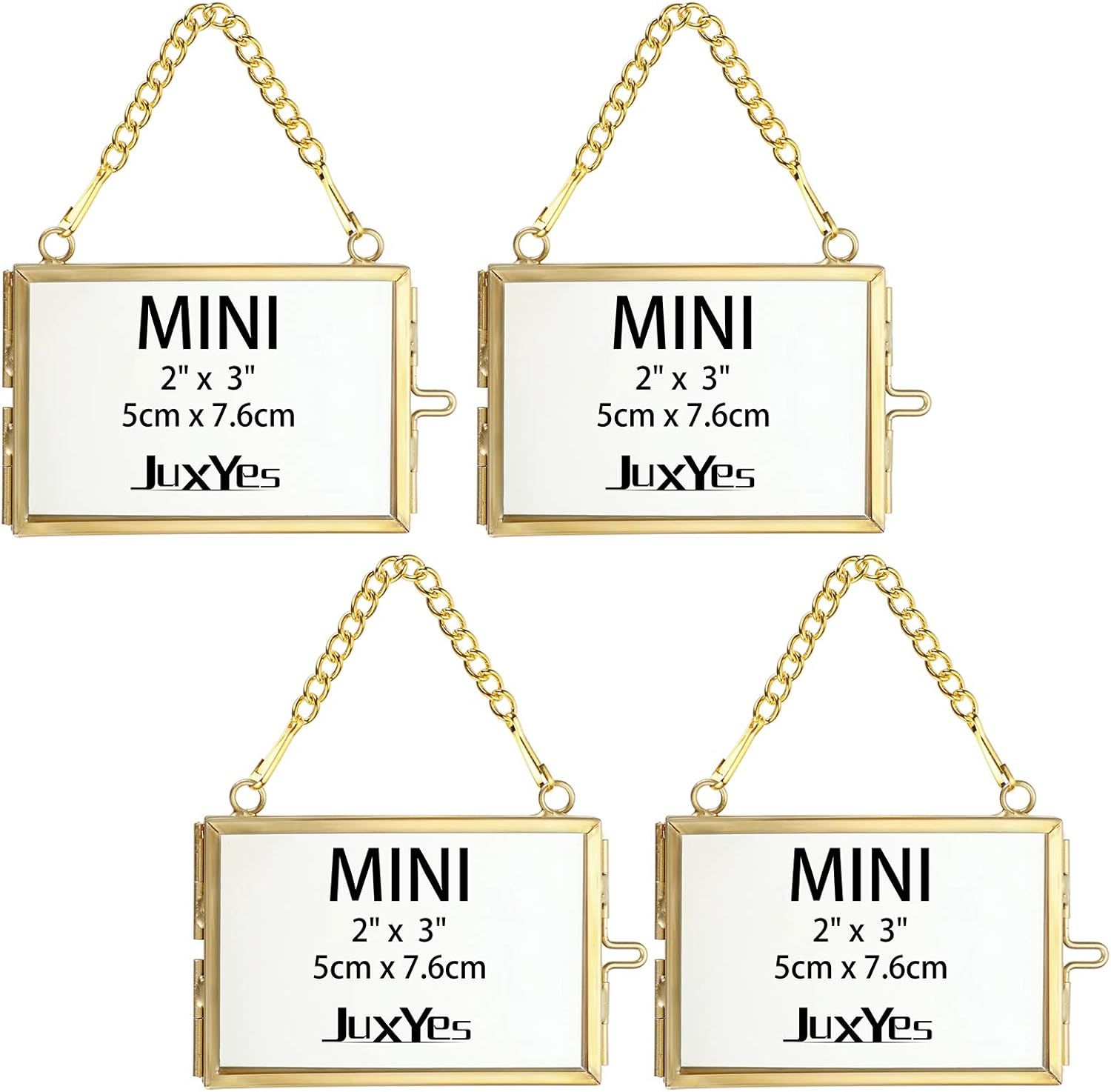 Amazon.com - JUXYES Set of 4 Mini Brass Wall Hanging Photo Frame, Glass Hanging Picture Artwork D... | Amazon (US)