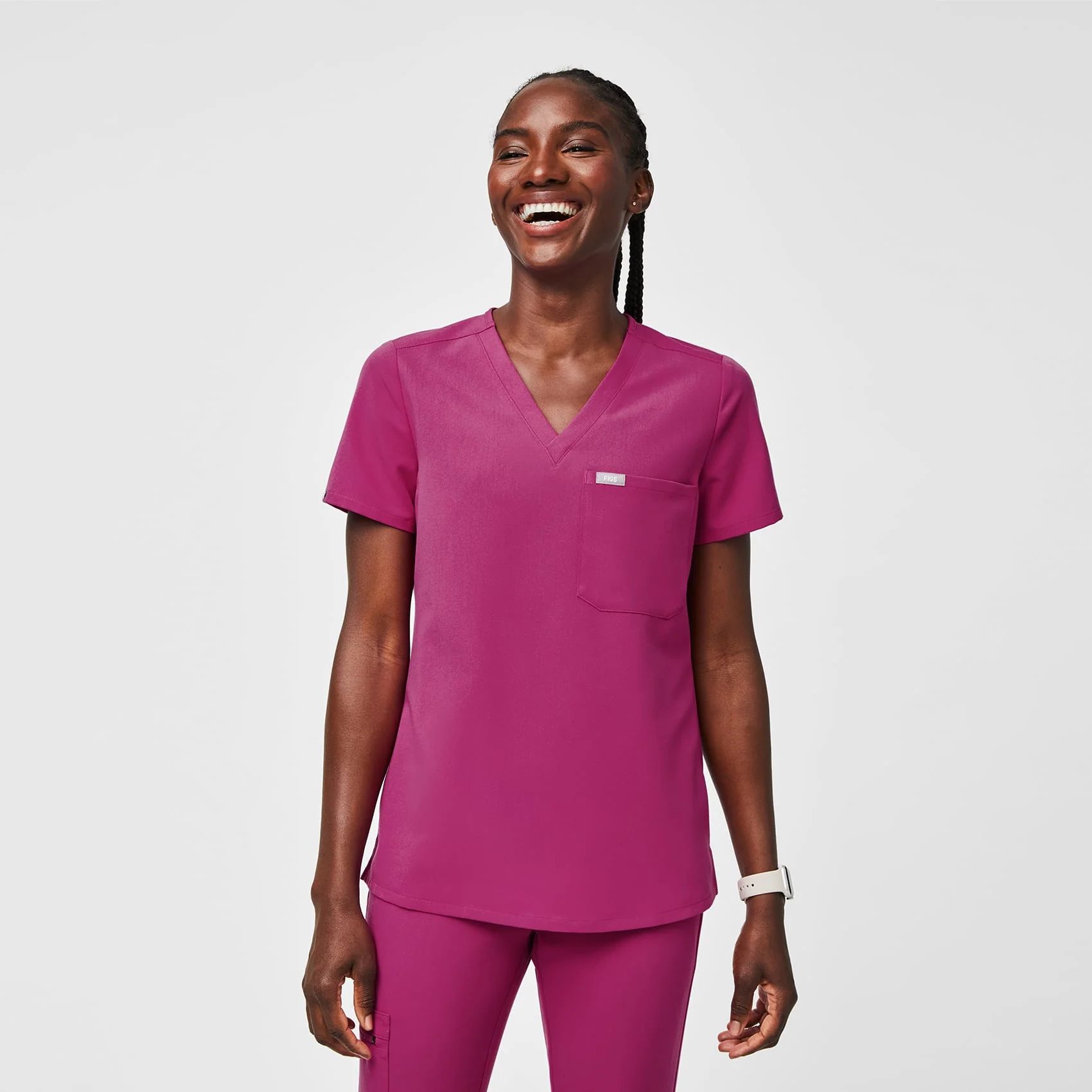 Women's Catarina One-Pocket Scrub Top - Raspberry Sorbet · FIGS | FIGS