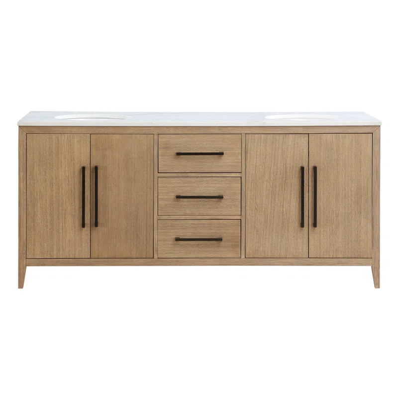 Alsup 72'' Double Bathroom Vanity with Quartz Top | Wayfair North America