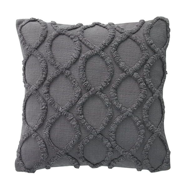 My Texas House Lantana Tufted Cotton Square Decorative Pillow Cover, 20" x 20", Grey - Walmart.co... | Walmart (US)