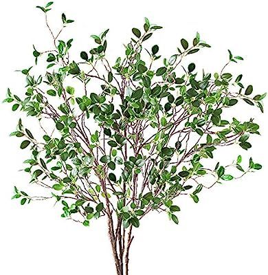 3.5Ft Artificial Plants Eucalyptus Shrubs Branches Greenery Garland Stem Ficus Twig Fake Plastic ... | Amazon (US)