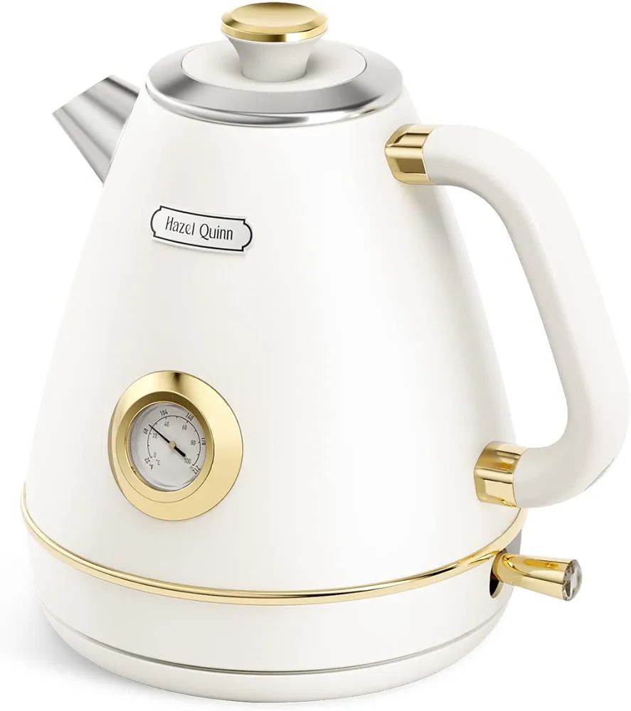 Hazel Quinn 1.7L Electric Kettle with Thermometer, 1200W Fast Boiling, BPA-free, Cordless, Rotati... | Amazon (US)