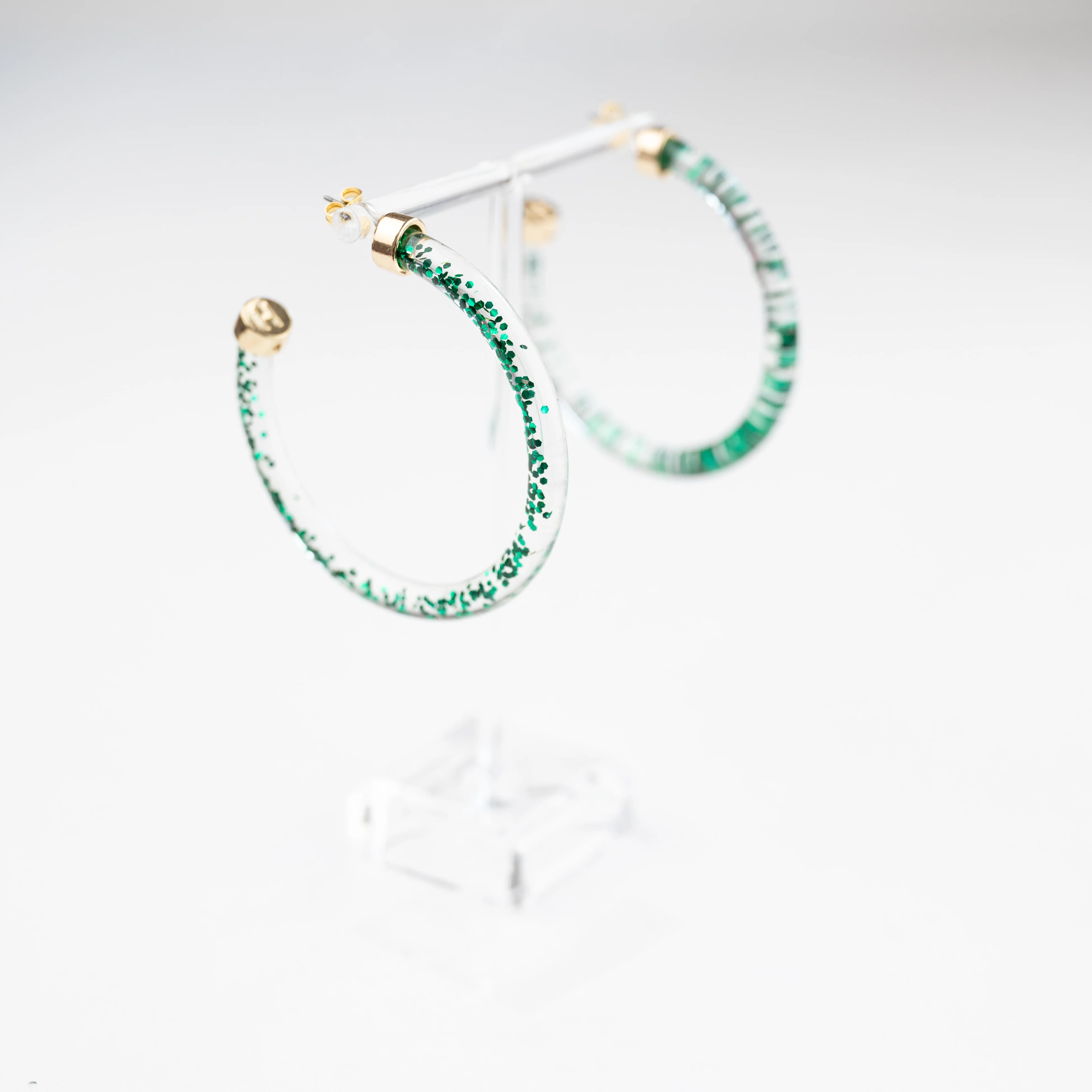 Green Glitter Hoop Earrings | Hoo Hoops