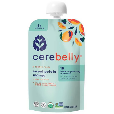 Cerebelly Organic Sweet Potato and Mango Baby Food Pouch - 4oz: 5 Months and Up, 2nd Stage, Pureed, Ready to Eat | Target