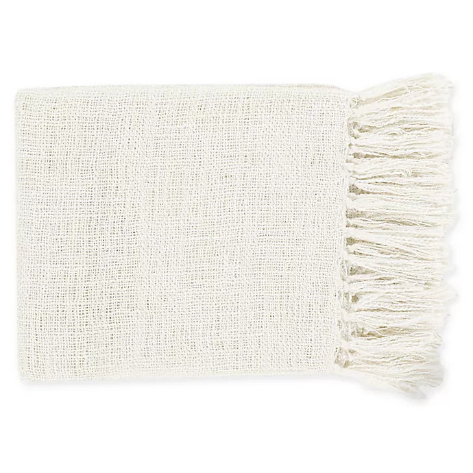 Surya Tilda Throw Blanket in White | Bed Bath & Beyond