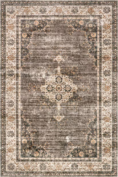Brown Rosewood Vintage Washable 4' x 6' Area Rug | Rugs USA