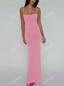 Women Solid Slit Bodycon Backless Sexy Elegant Dress Night Out Party Club Vacation Beach Spring S... | SHEIN