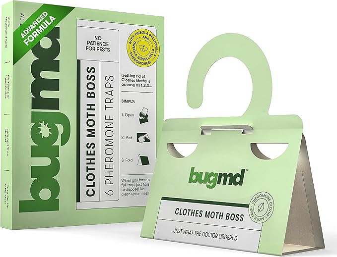 BugMD Clothes Moth Boss Traps (6 Count, Green) - Sticky Glue Bug Repellent Pheromone Attractor fo... | Amazon (US)