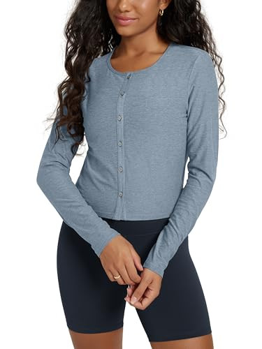ODODOS Women's Cardigan - Ultra Soft odSTRATUM Tech Performance Long Sleeve Crop UPF 50+ Button D... | Amazon (US)