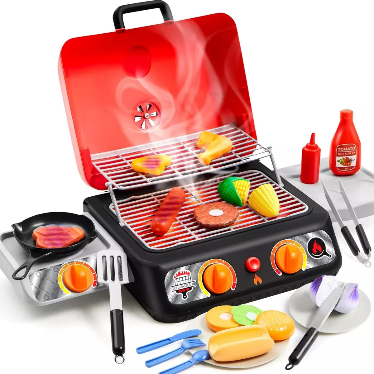 Joyfy BBQ Grill Playset with Light, Sound,Food, Kitchen Toy Set,Indoor Outdoor Pretend Play Toy B... | Target