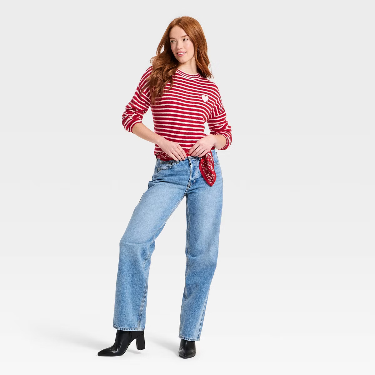 Women's Long Sleeve Pullover Heart Sweater - A New Day™ | Target