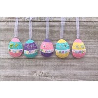 Diy Craft Kit, Miniature Easter Egg Ornaments, Felt Embroidery Makes 5, Spring Decoration Pattern & Complete Supplies Kit | Etsy (US)