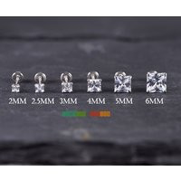 Solid 14K White Gold Princess Cut Square Cz Stud Screw Back Earrings 2mm 3mm 4mm 5mm 6mm Baby Toddle | Etsy (US)