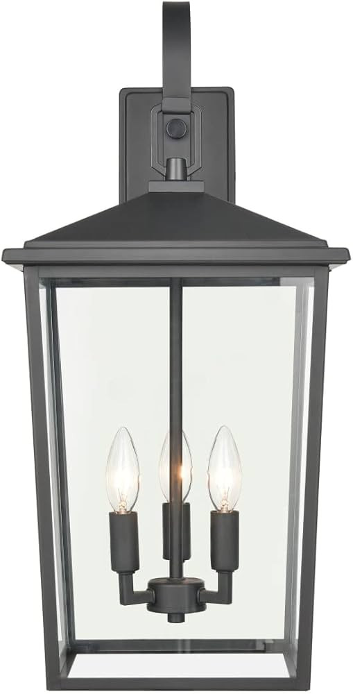 Millennium 2974-PBK Three Light Outdoor Steel Sconce Lantern, Anti-Rust Powder Coat Black, Wet Ra... | Amazon (US)