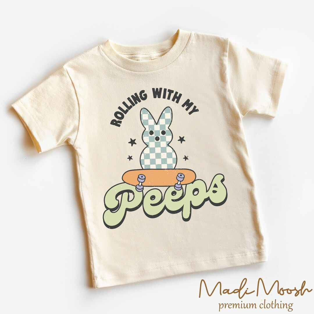 Rolling With My Peeps Kids Shirt Cute Easter Bunny Toddler Tee Natural Kids Shirt - Etsy | Etsy (US)
