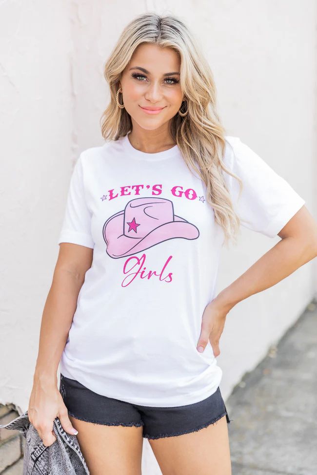 Lets Go Girls White Graphic Tee | Pink Lily