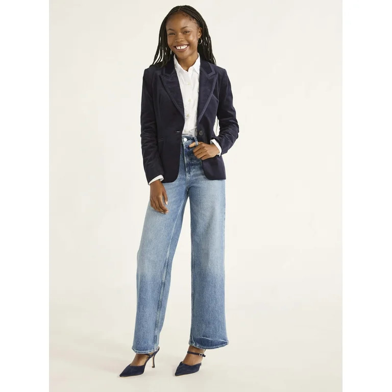 Free Assembly Women's Stretch Velvet Blazer, Sizes XS-XXL | Walmart (US)
