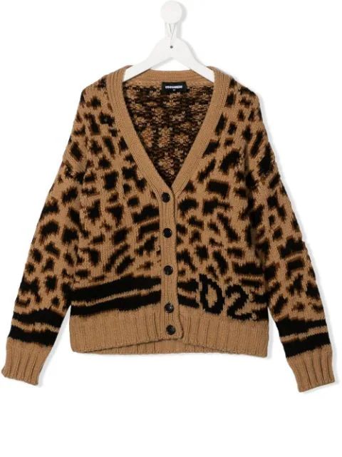 Dsquared2 Kids leopard-print Knitted Cardigan - Farfetch | Farfetch Global