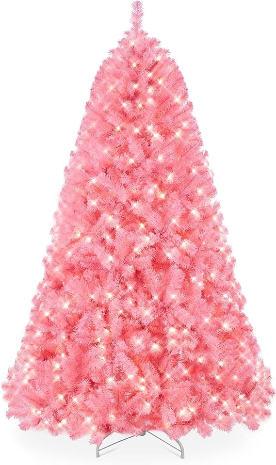 Best Choice Products 6ft Pre-Lit Pink Christmas Tree, Full Artificial Holiday Decoration for Home... | Amazon (US)