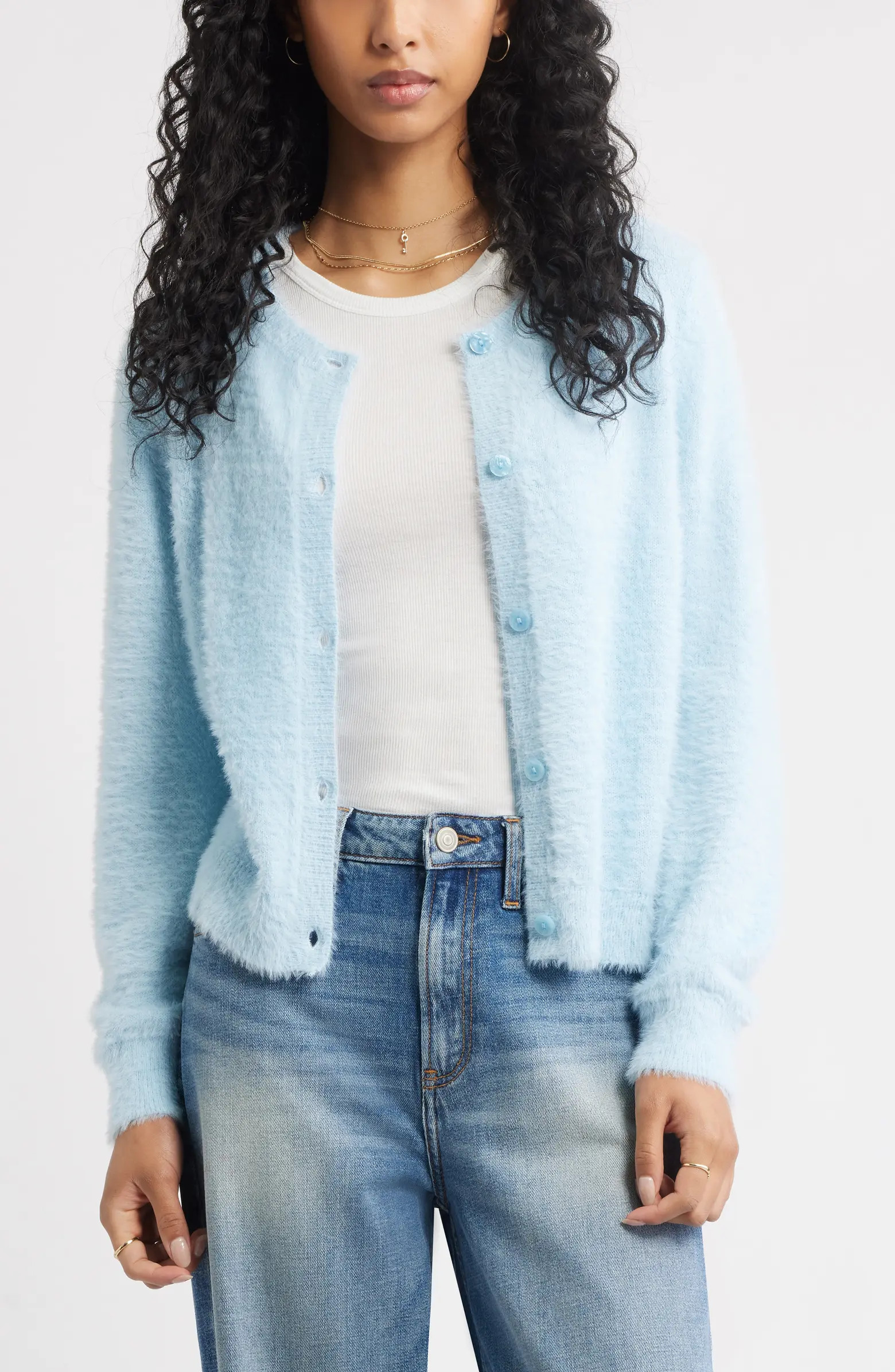 Fuzzy Scoop Neck Cardigan | Nordstrom