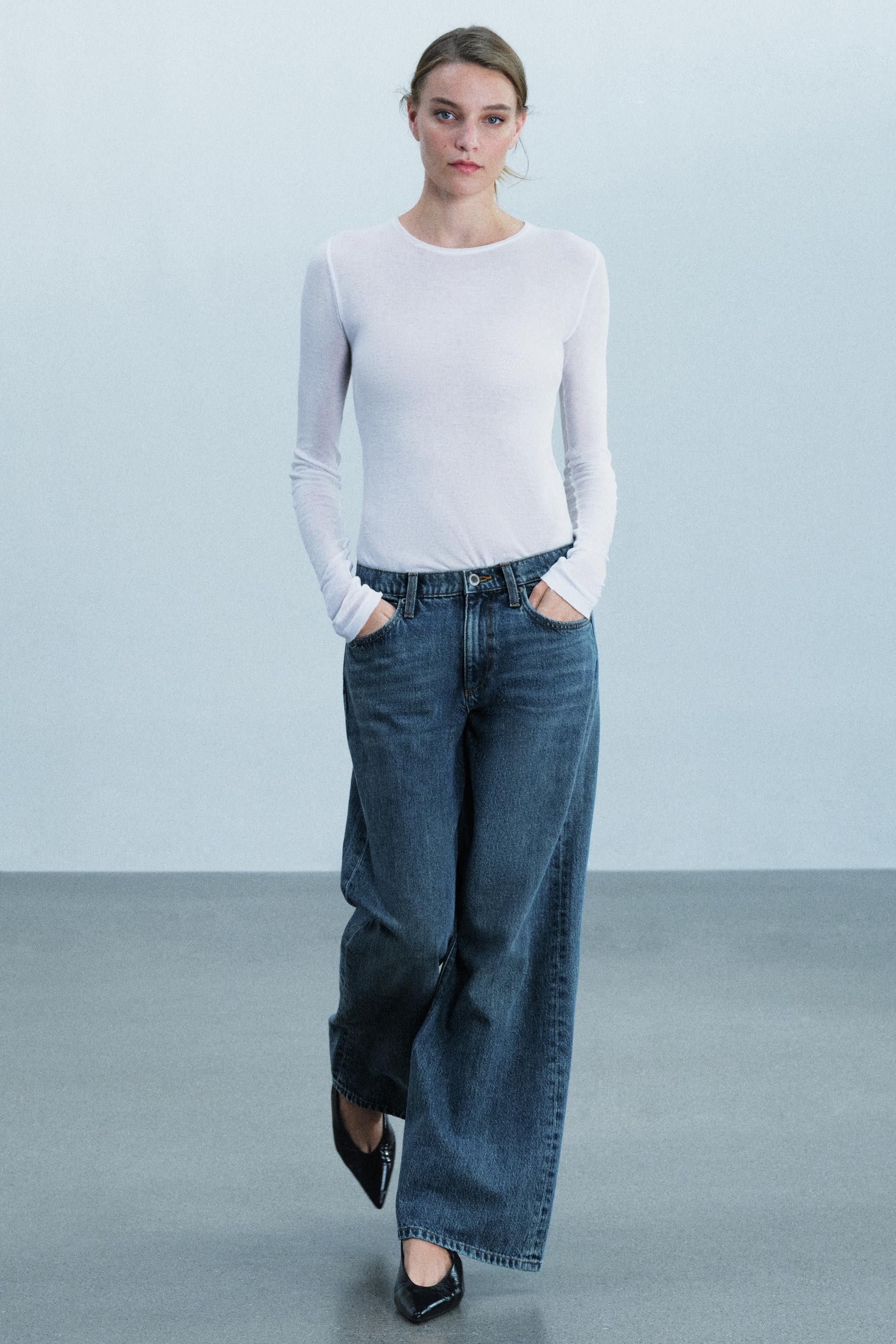 Zara - Zw Collection Low-Rise Wide-Leg Jeans - Blue - 30 (Us 10) - Woman | Zara US
