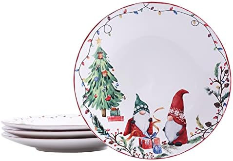 Bico Christmas Gnomes Dinner Plates Set of 4, 11 Inch Large Ceramic Plates for Pasta, Steak, Styl... | Amazon (US)