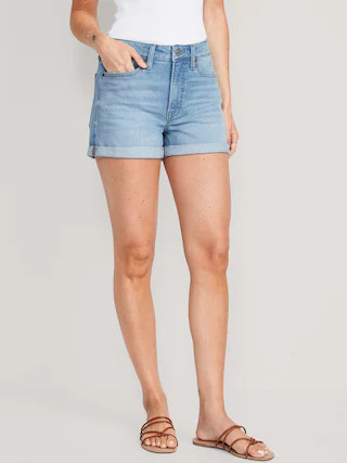 High-Waisted OG Straight Jean Shorts for Women -- 3-inch inseam | Old Navy (US)