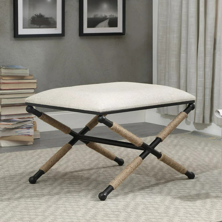 Linon Campaign Accent Ottoman Stool, Linen - Walmart.com | Walmart (US)