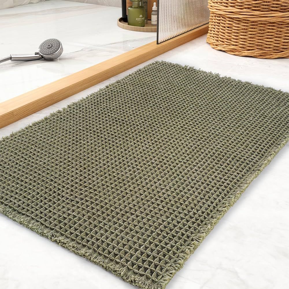 tchdio Waffle Bath Mat Rug, Super Absorbent Non Slip Bath Mats for Bathroom Mat Ultra Soft Bathma... | Amazon (US)