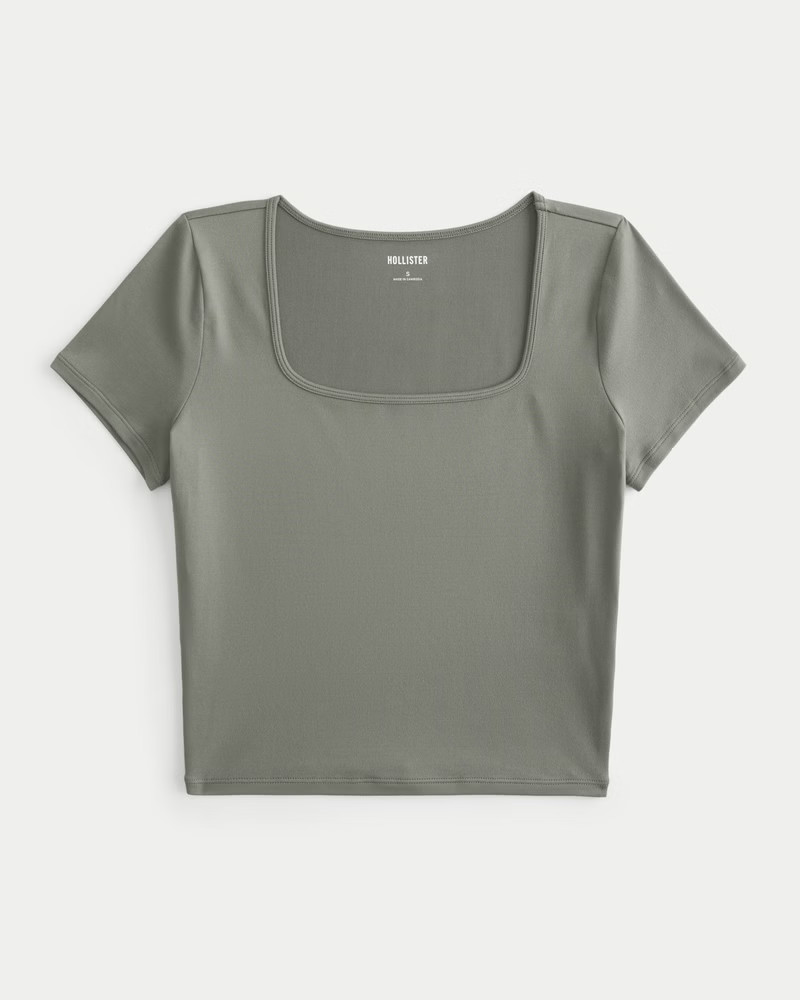 Soft Stretch Seamless Fabric Square-Neck Baby Tee | Hollister (US)