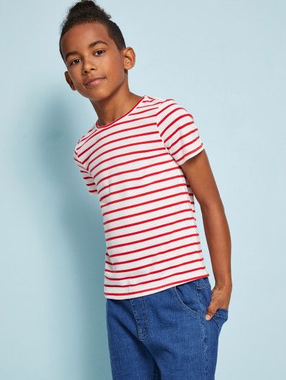 SHEIN Boys Short Sleeve Striped Tee | SHEIN