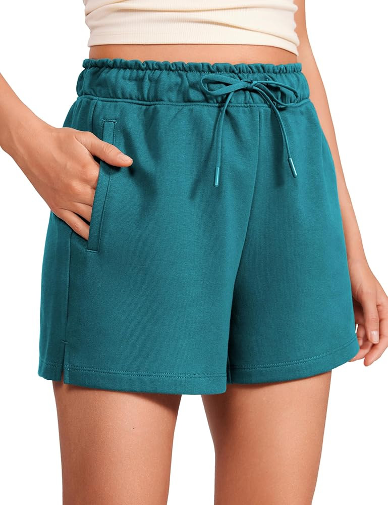 CRZ YOGA Comfy Cotton Sweat Shorts for Women Casual Summer Drawstring Gym Lounge Shorts Workout J... | Amazon (US)