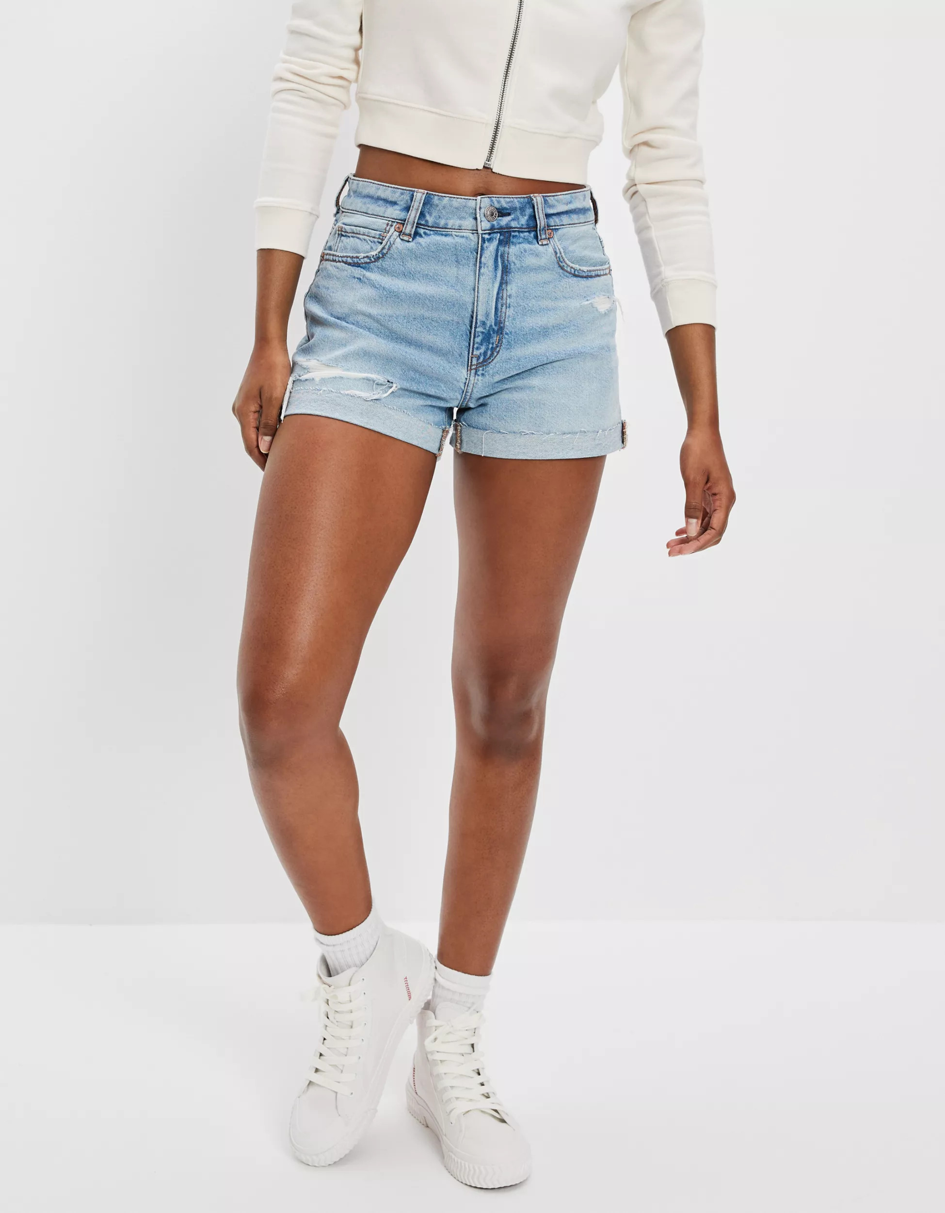 AE Strigid Denim Mom Short | American Eagle Outfitters (US & CA)