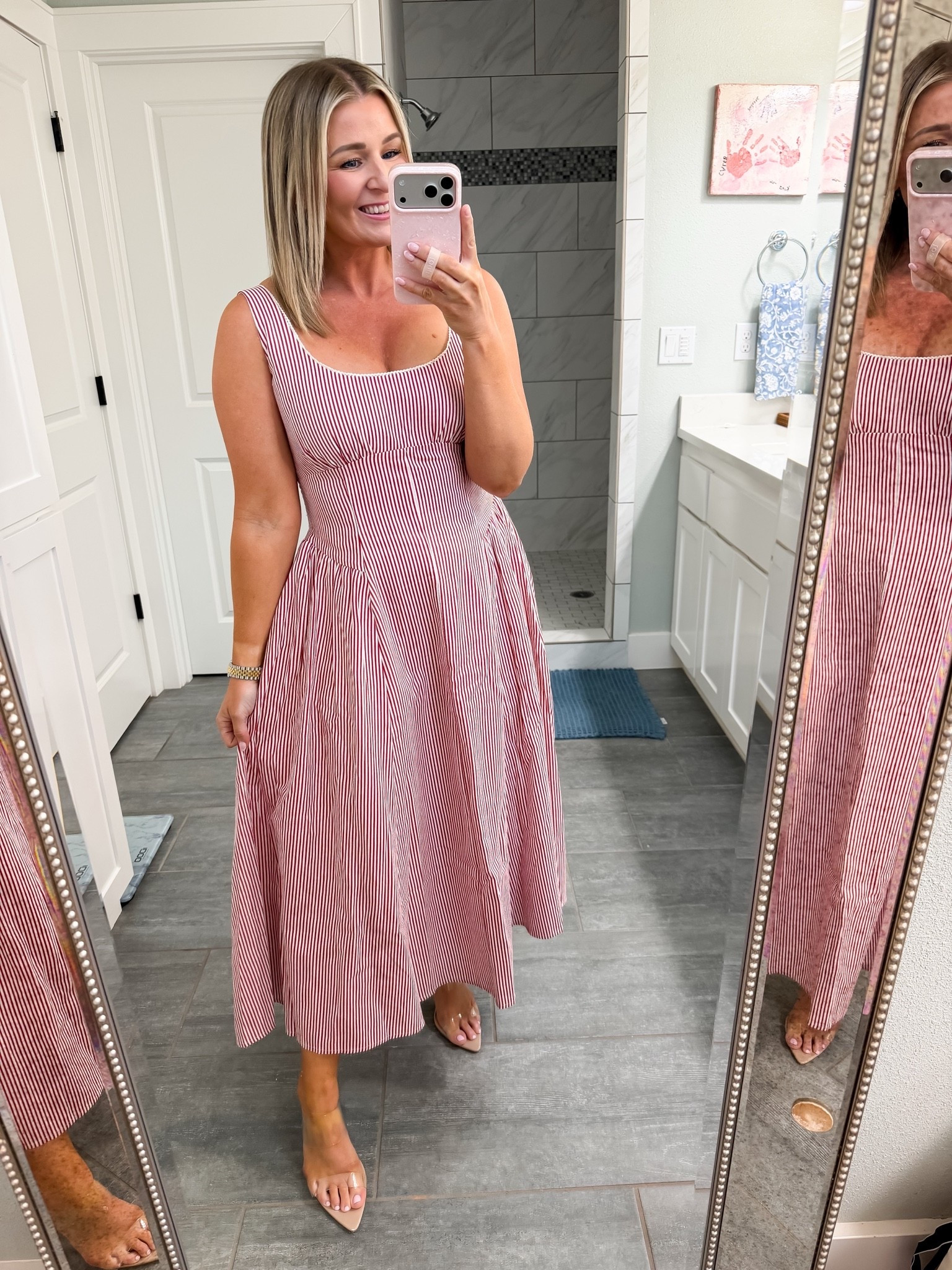 Obsessed with this linen blend midi dress. What a classy fit! I’m wearing a medium petite but will be exchanging for a small petite. This would be a great graduation guest dress.

#LTKSaleAlert #LTKPetite #LTKootd