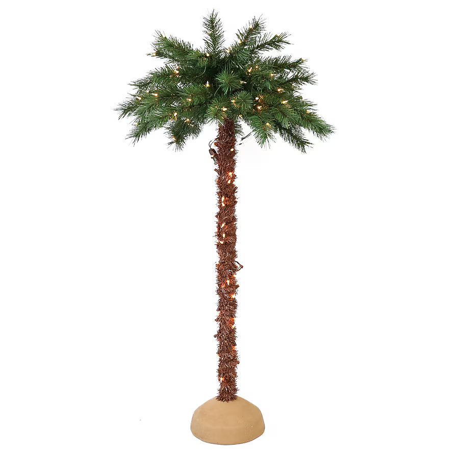Puleo International 5-ft Palm Pre-lit Slim Artificial Christmas Tree with White Incandescent Ligh... | Lowe's