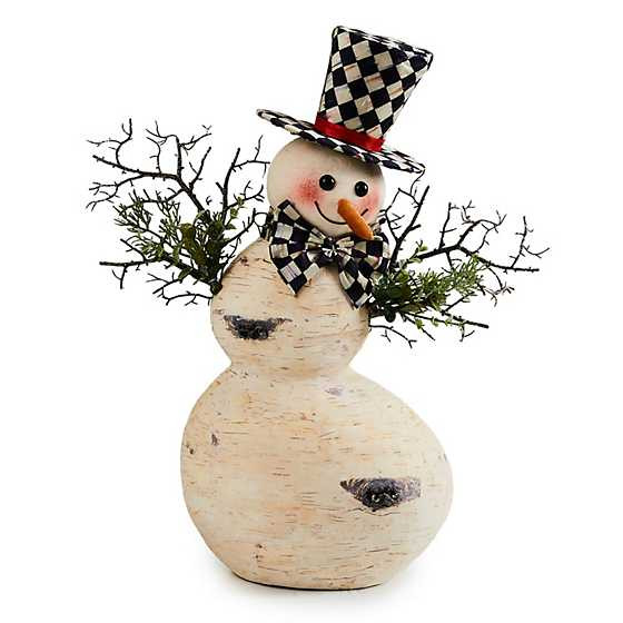 Farmhouse Holiday Small Birch Snowman Figurine | MacKenzie-Childs