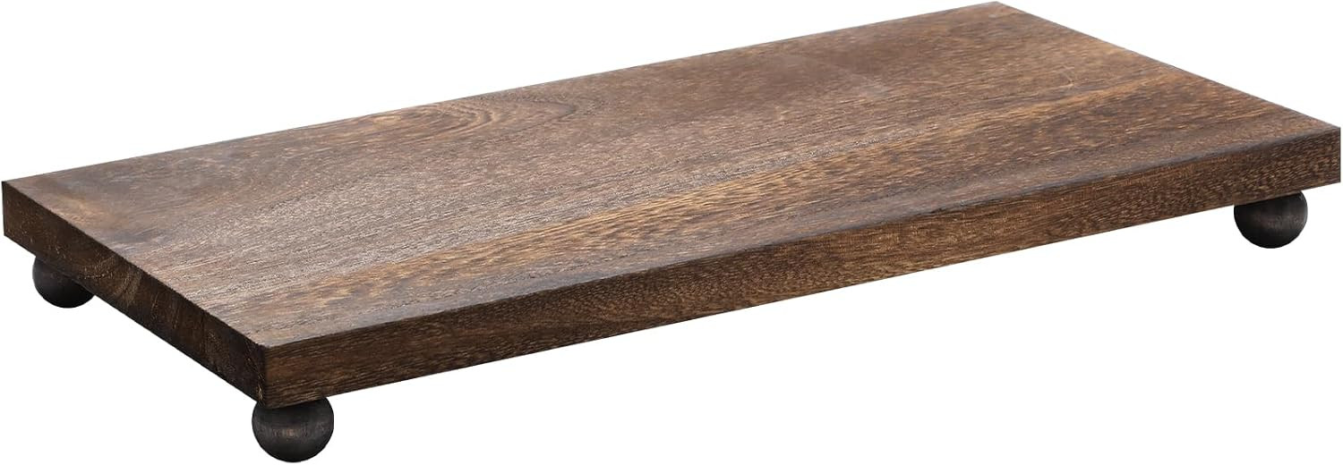 Wood Pedestal Stand Kitchen Soap Tray Farmhouse Wooden Riser Stand for Kitchen Bathroom Counter Table Decor Plant Vases Display(Classic,Dark Brown,16 x 8 Inch) | Amazon (US)