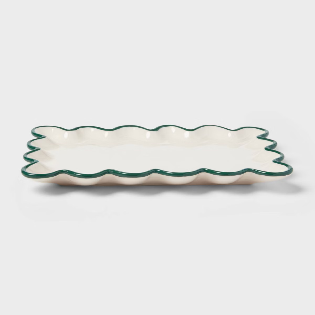 Ceramic Scalloped Soap Tray Ivory/Green - Threshold™ | Target