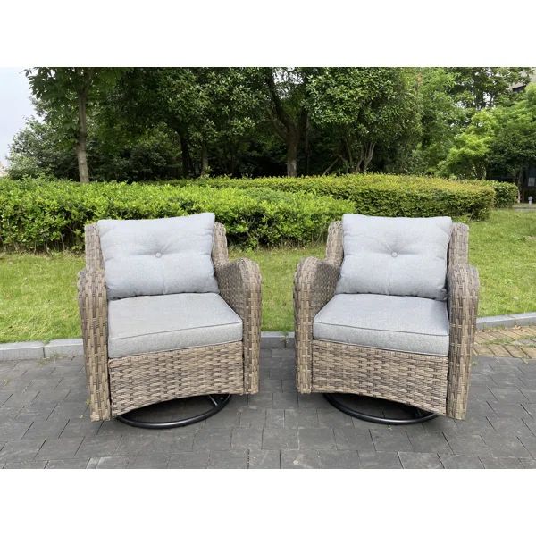 Wicker/Rattan 2- Person Swivel Seating Group With Cushions | Wayfair North America