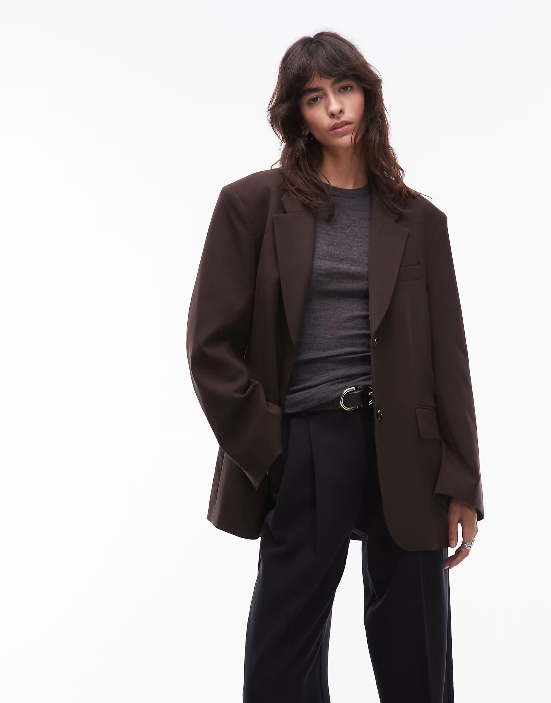 ARKET wool tailored blazer in brown | ASOS (Global)