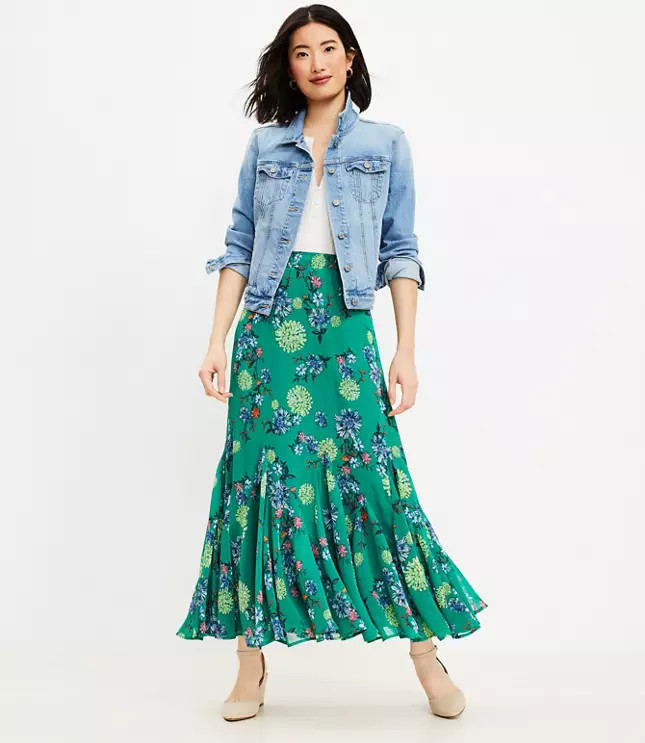 Godet Midi Skirt | LOFT