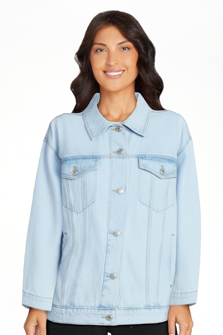 No Boundaries Oversized Cotton Denim Jacket, Women's XXS-XXL | Walmart (US)