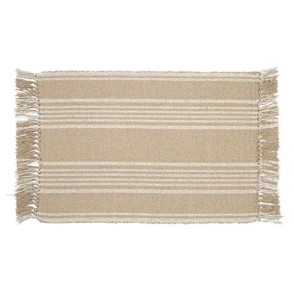 Set Of 4 Natural Woven Placemat With White Stripes, Cotton | At Home