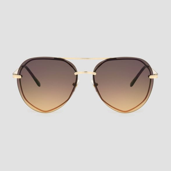 Women&#39;s Aviator Sunglasses with Brown Gradient Lenses - A New Day&#8482; Gold | Target
