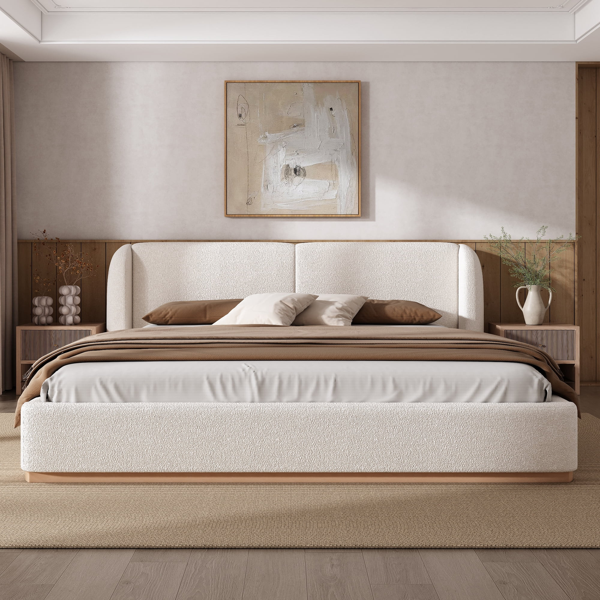 Noble House King Size Low Profile Platform Bed Frame, White | Walmart (CA)