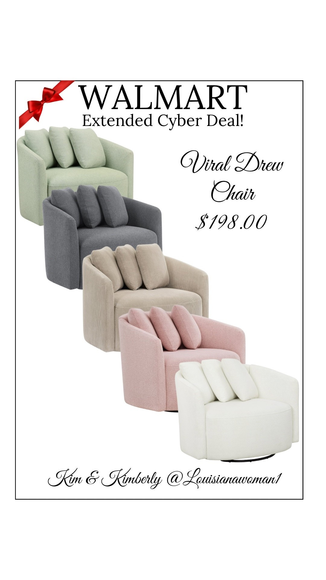 🎅🏼Cyber Monday Extended Deals at Walmart! #cyber #Monday #Extended #Walmart #Deals #Furniture #chair #Drewbarrymore #accentchair  

#LTKHome #LTKSeasonal #LTKHoliday